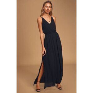 Lulus Lost In Paradise Maxi Dress Womens S Navy Blue Cocktail Evening Strappy‎